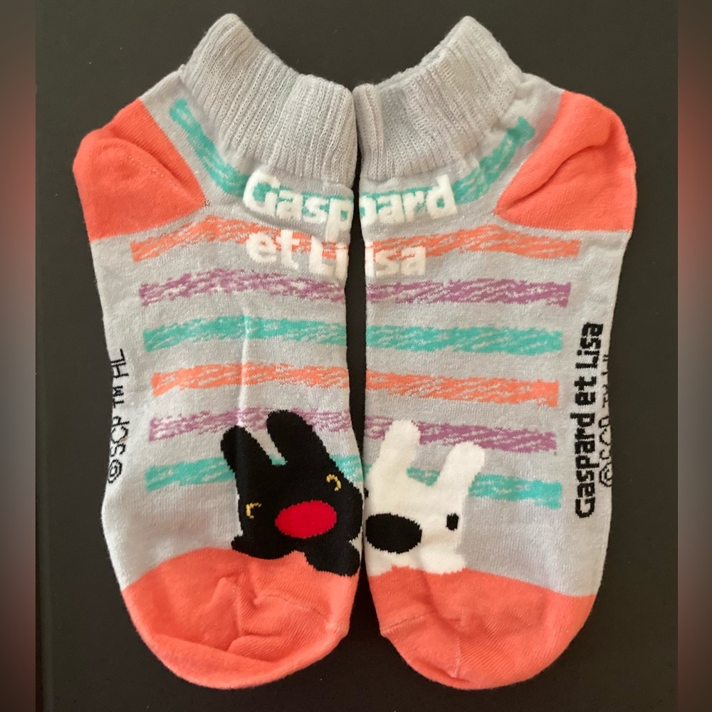 🐶🐕🧦 1 Pair NWOT French Gaspard et Lisa Bull Terriers Ladies Girls Cartoon Socks